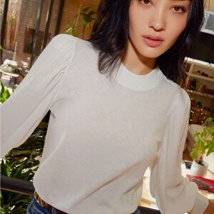 Nation LTD White long sleeve Britton tee top button cuffs